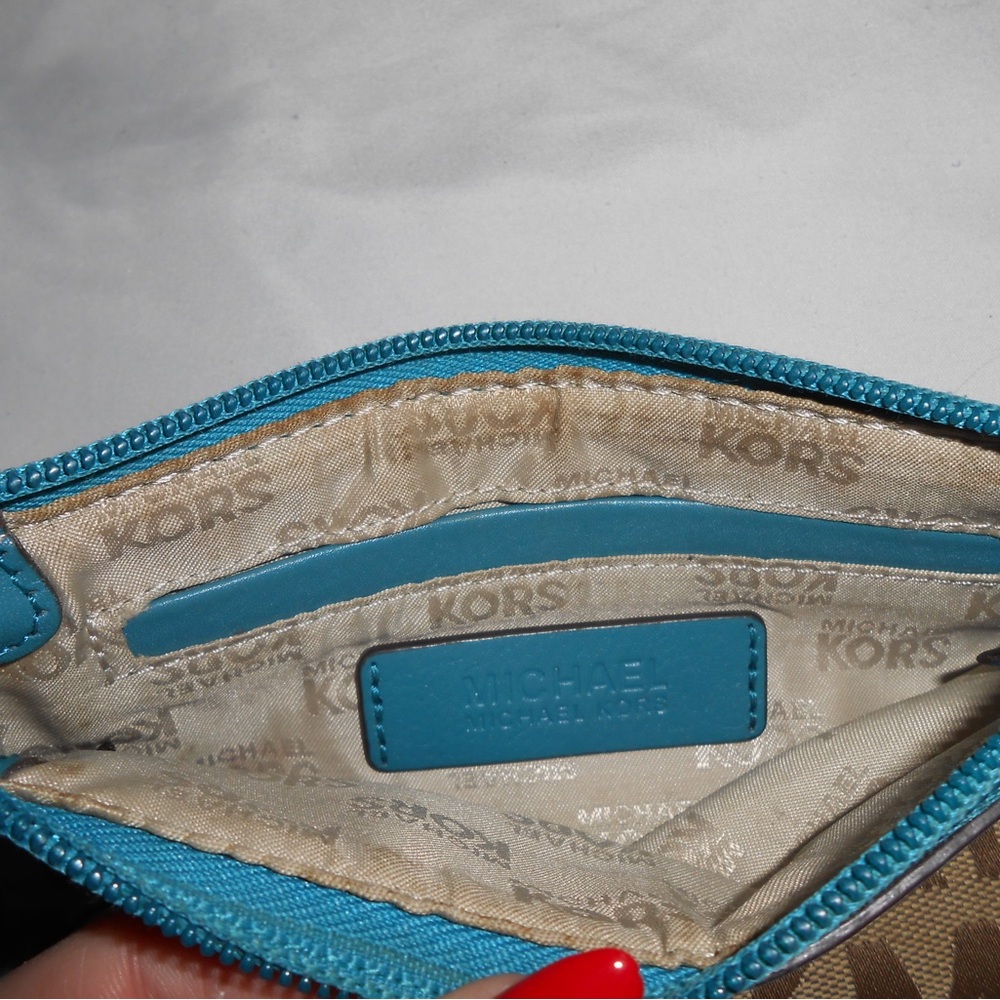 Michael Kors Tan and Blue Monogram Wristlet - Picture 3 of 3